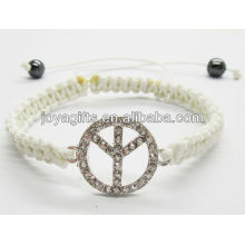 95B0223-1 / Diamante silber Peace Logo weißes Drahtgewebtes Armband